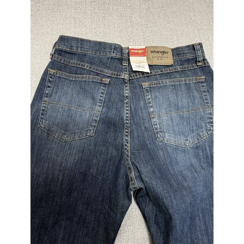 Wrangler Authentics Mens Straight Leg Jeans Dark Wash W32 L36 Denim NWT